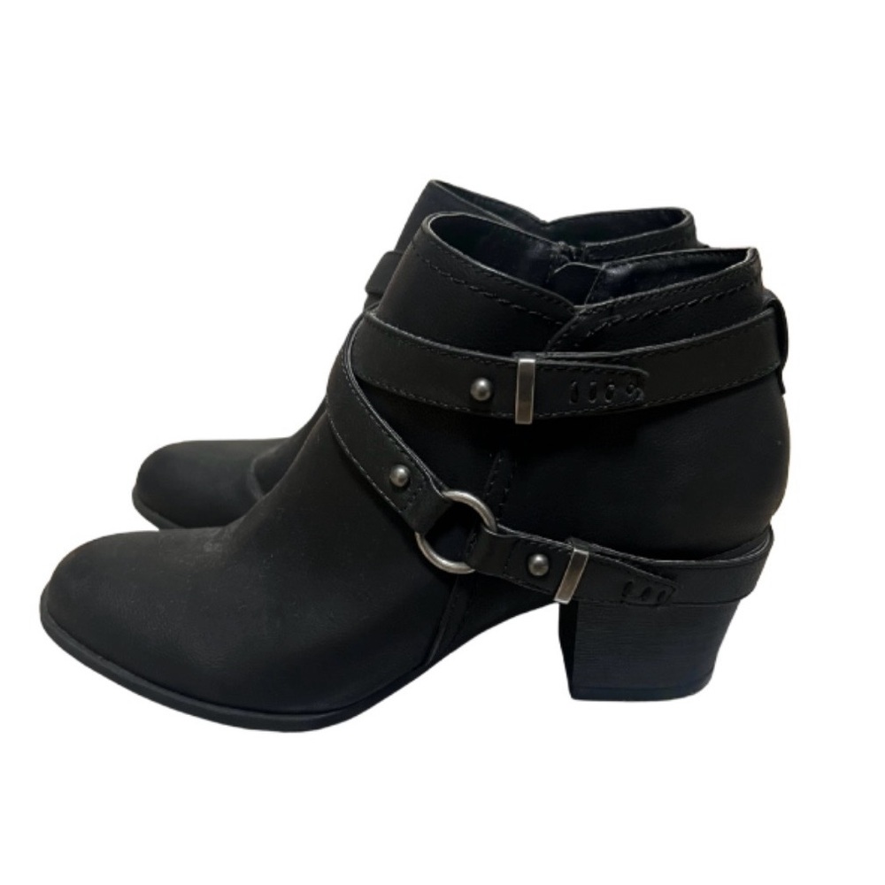 Indigo Black Buckle Ankle Booties